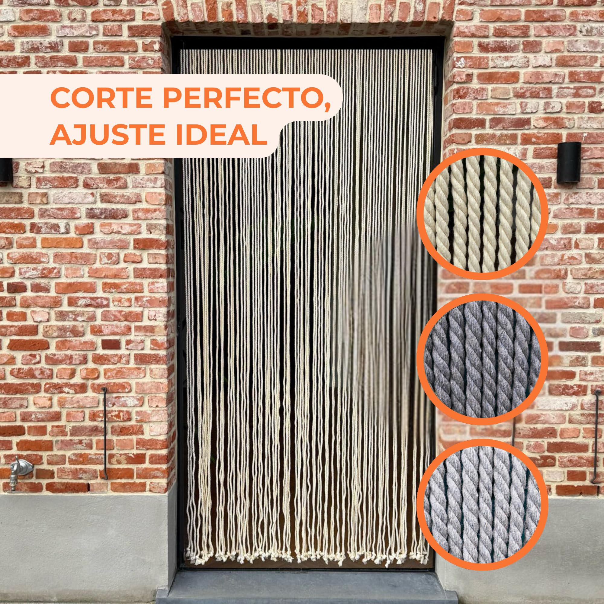Trente Colgador de Puerta Trentero 90x210 cm - con cordón - protección óptima contra Insectos, Proporciona privacidad y ventilación - Natural