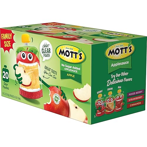 Miniatura 72 de Mott's Paquete Variado de Puré de Manzana Sin Azúcar Añadido, 4 Sabores – Manzana, Fresa, Canela y Arándano, Hecho de Fruta Real, Sin Sabores