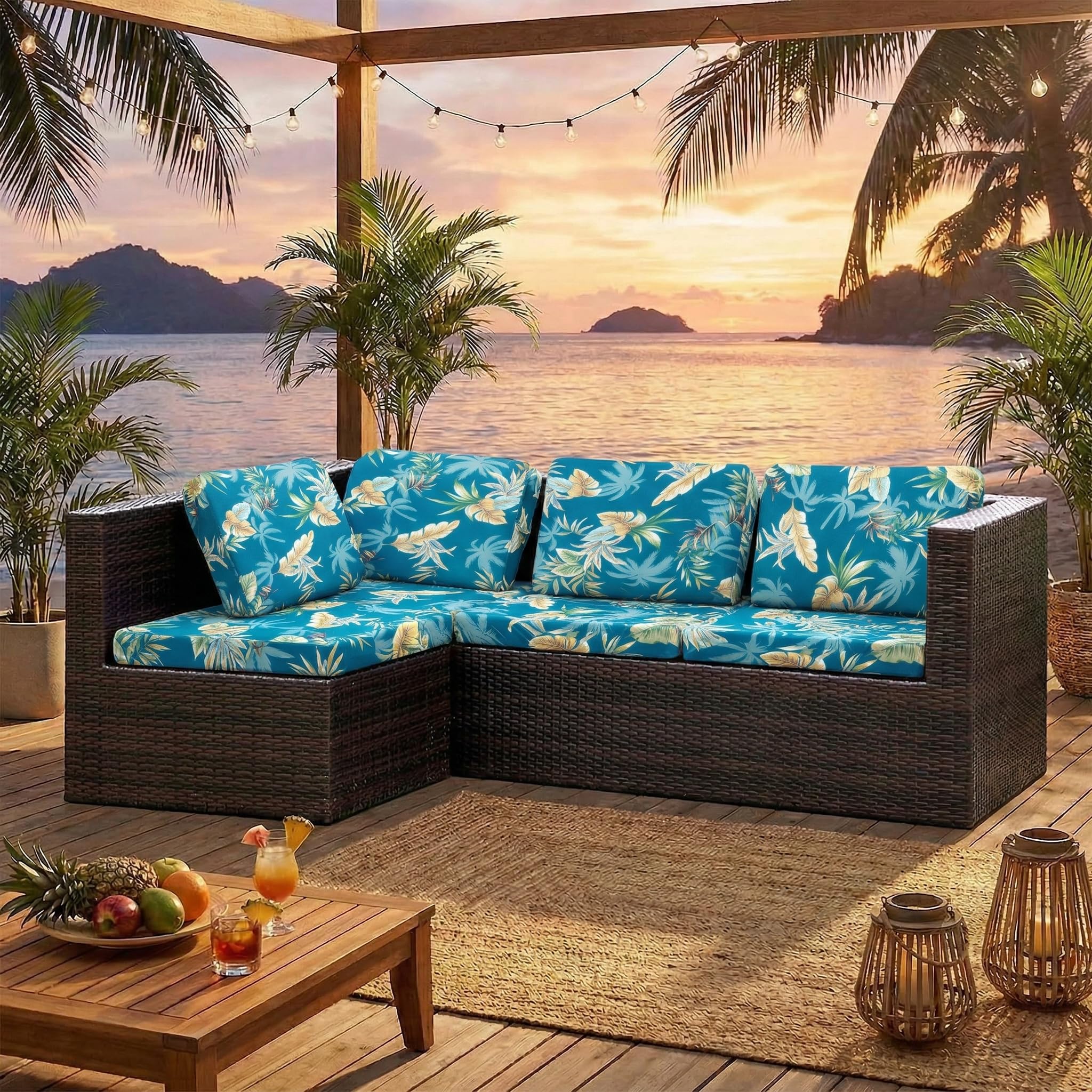 LiveGo Patio Stretch Sofa Cushion Cover Outdoor Cushion Cover Replacement Patio Furniture Cushions Couch Slipcovers Chair Seat Cover Soft Flexibility Protector (6, Venus) — image 1