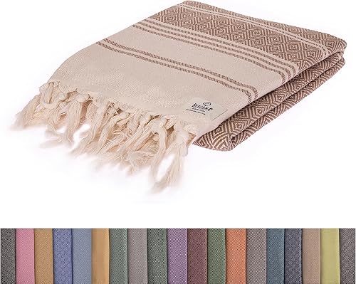 Bergama - Toalla de playa turca  100% algodón, prelavada, 38 x 71 pulgadas  Secado rápido, libre de arena, ligero  Toalla de baño grande para playa,