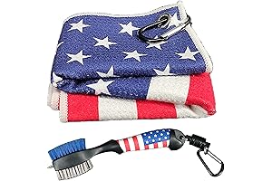 Amercian Flag Golf Towels with Golf Club Groove Cleaner