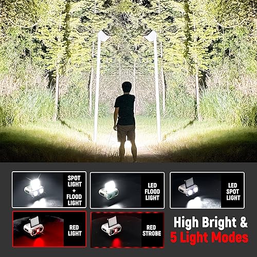 Miniatura 3 de Luz LED para casco duro, 800 lúmenes, recargable, regulable, con clip, luces de casquillo, 180, ajustable, manos libres, linterna, linterna frontal