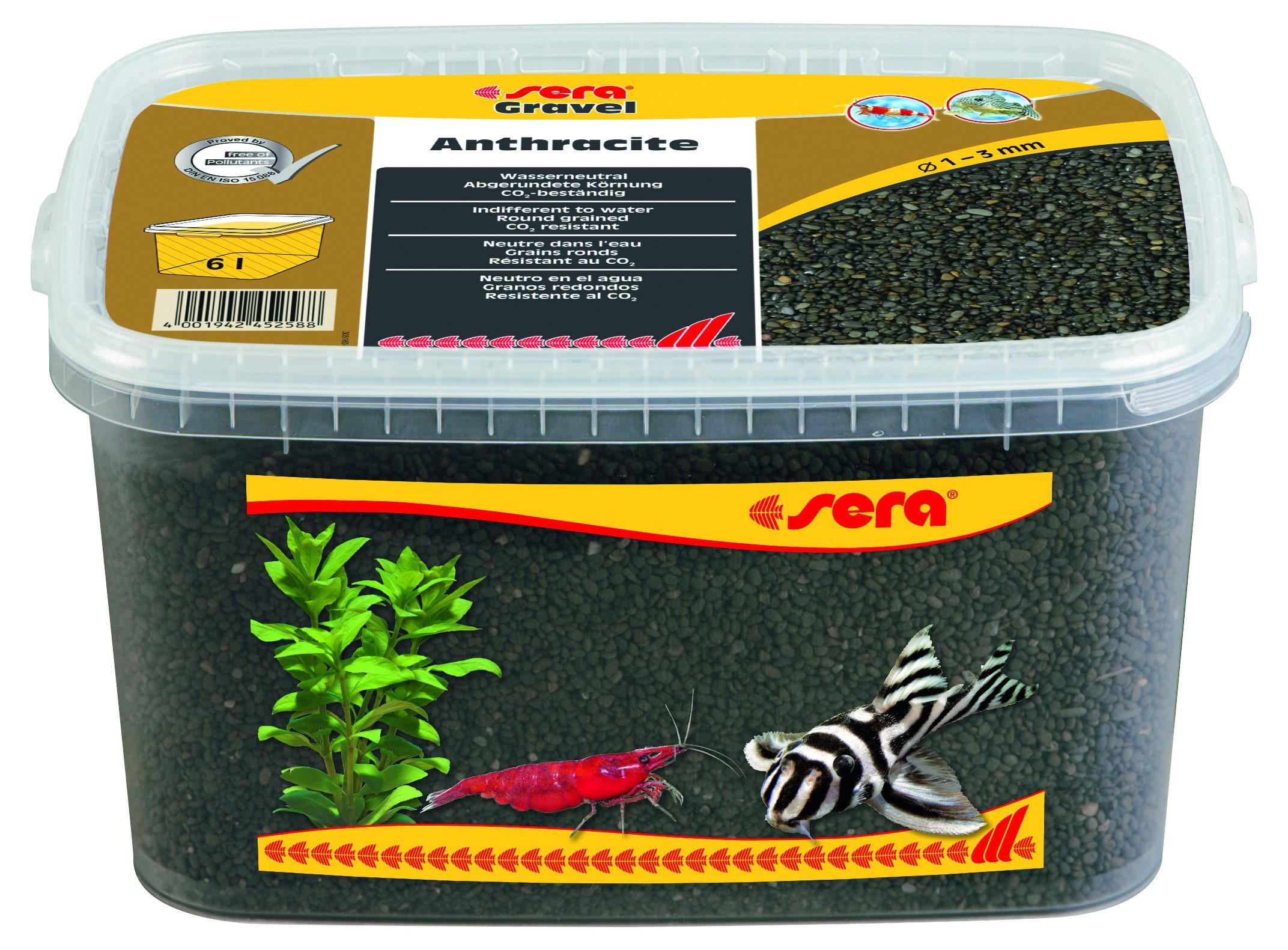 sera Gravel Anthracite 1-3 mm 6000 ml – Grava Natural de Color Antracita (Ø 1 – 3 mm) para Todos los acuarios de Agua Dulce y Salada