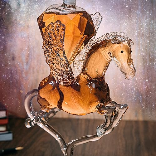 Miniatura 3 de Decantador de cristal Pegasus Diamond, para vino y whisky, 12 pulgadas de alto, deslumbrante cristalino, para vino, licores, whisky, bourbon, coñac