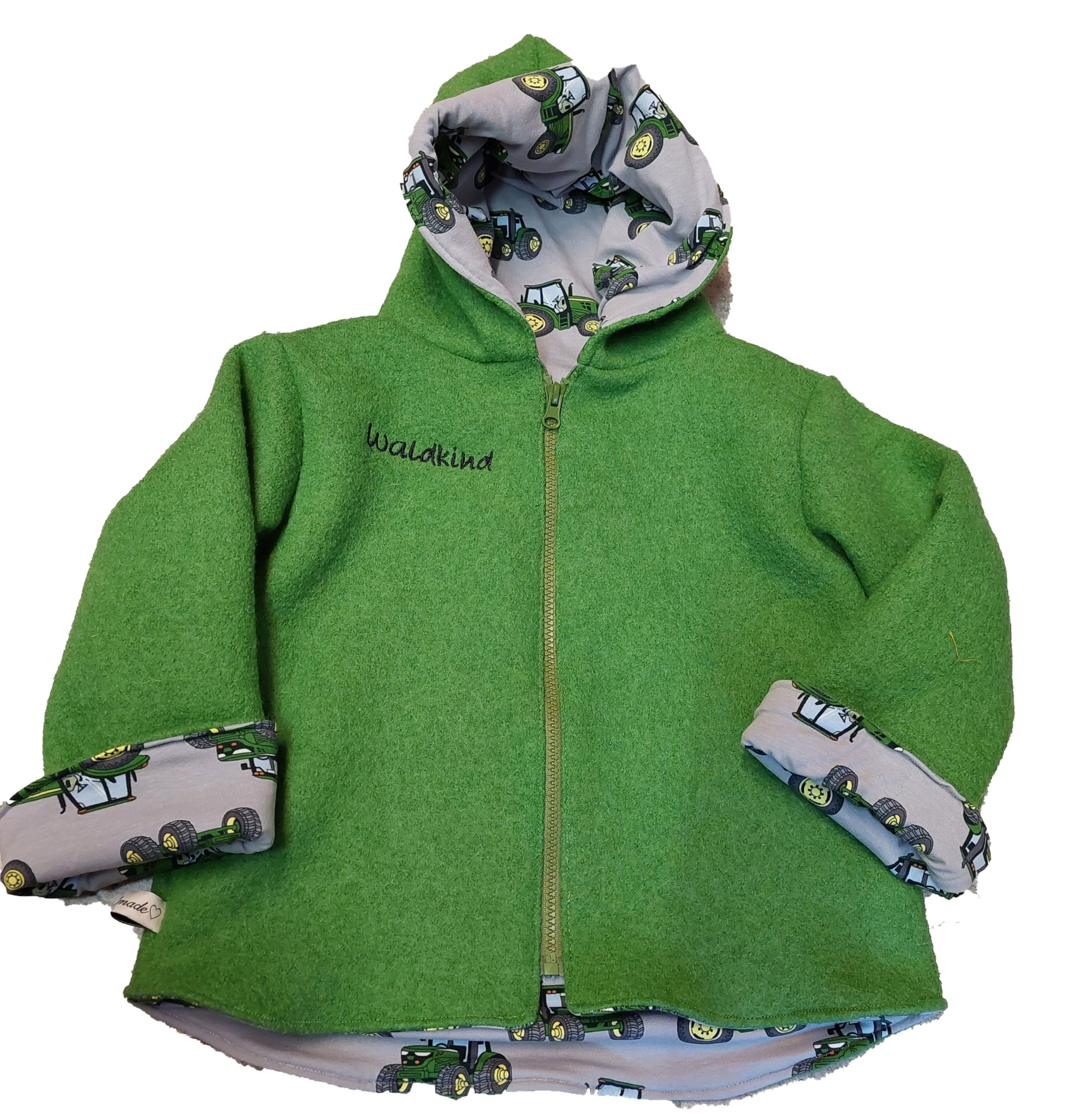 Wollwalkjacke Jacke Zipfeljacke Wendejacke Kapuze Baby Kinder Wollwalkjacke Traktor