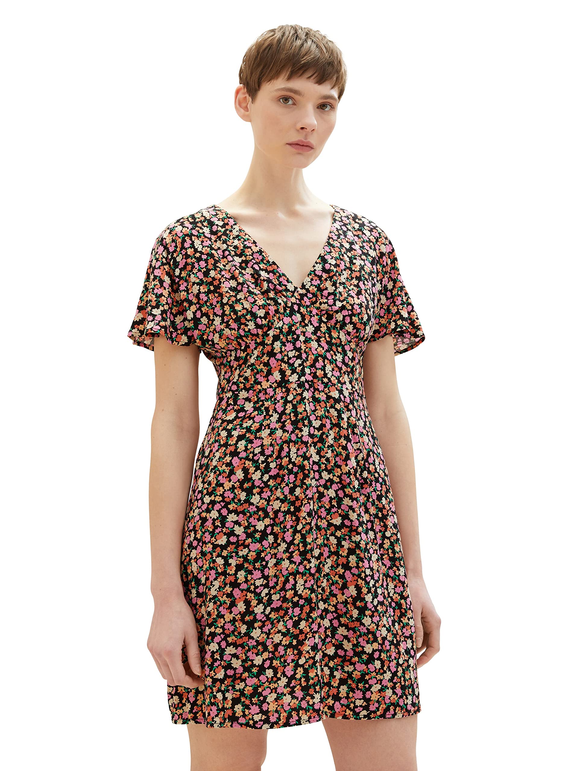 TOM TAILOR Denim Women's Summer Dress with Flowers, 31952 - Black Flower Print, S