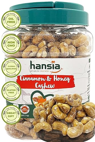 Hansia Anacardos pelados orgánicos sin OMG con sabor especial Snack sin aceite rico en nutrientes Buena fuente de magnesio y fibra natural