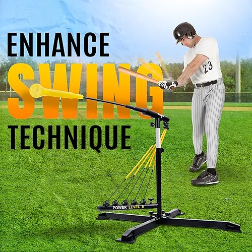 Miniatura 8 de Yes4All Equipo de entrenamiento de práctica de béisbol, 5 cuerdas elásticas de arco para sóftbolbéisbol para todas las edades, altura ajustable y