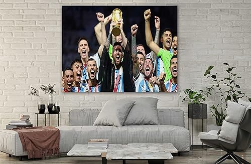 Miniatura 5 de SpiritualHands Póster de Lionel Messi, lienzo artístico de pared de Messi Argentina, carteles de fútbol de Leo Messi para dormitorio de niños,