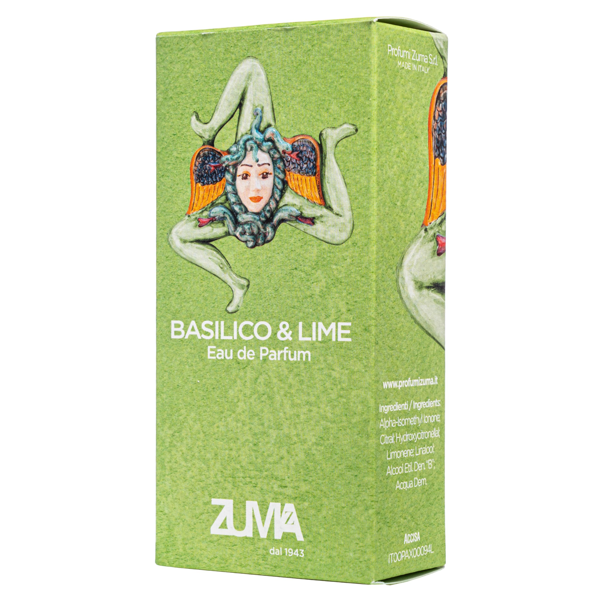 Profumi Zuma - Parfum Basilico & Lime - Eau de Parfum Fragrance Hespéridée en Spray - L'Essence Pétillante de l'Élégance Masculine Made in Italy (Basilico & Lime 100 ml)