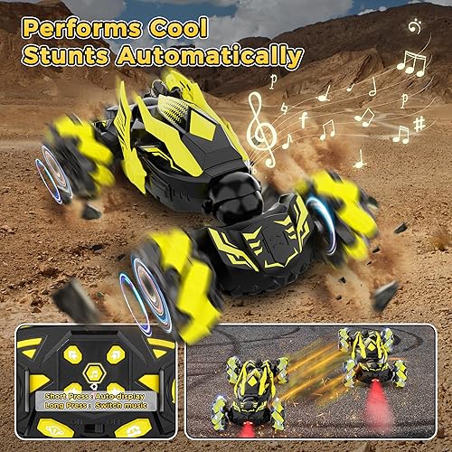 Miniatura 6 de Auto de acrobacias RC con detección de gestos, juguetes para niños de 6 a 12 años, auto controlado a mano a control remoto de 2.4 GHz y 4 WD,