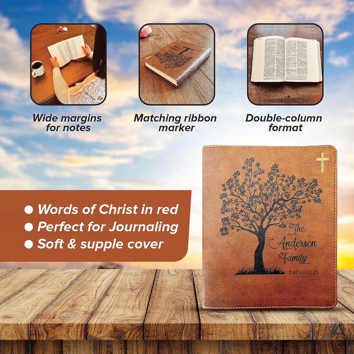 STARKENBURG COMPANY Personalized Family Bible, Custom NIV Family Journaling Bible, Wedding Gifts, Christian Gifts