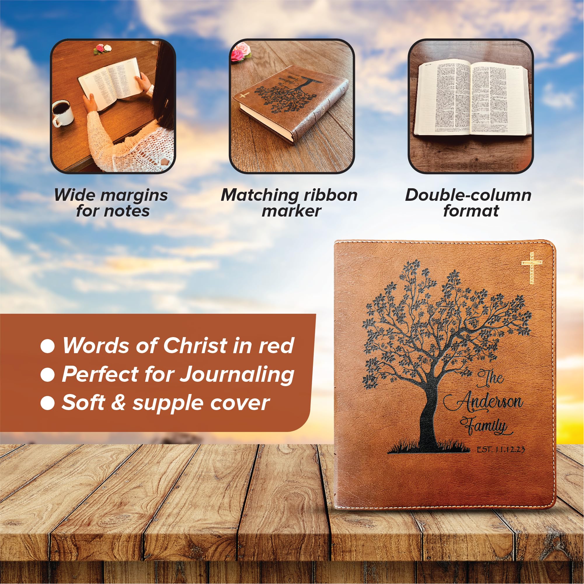 Personalized Family Bible | Custom NIV Family Tree Journaling Bible | Engraved Bible Wedding Bible Christian Gifts Family Bible for Wedding - Image 9