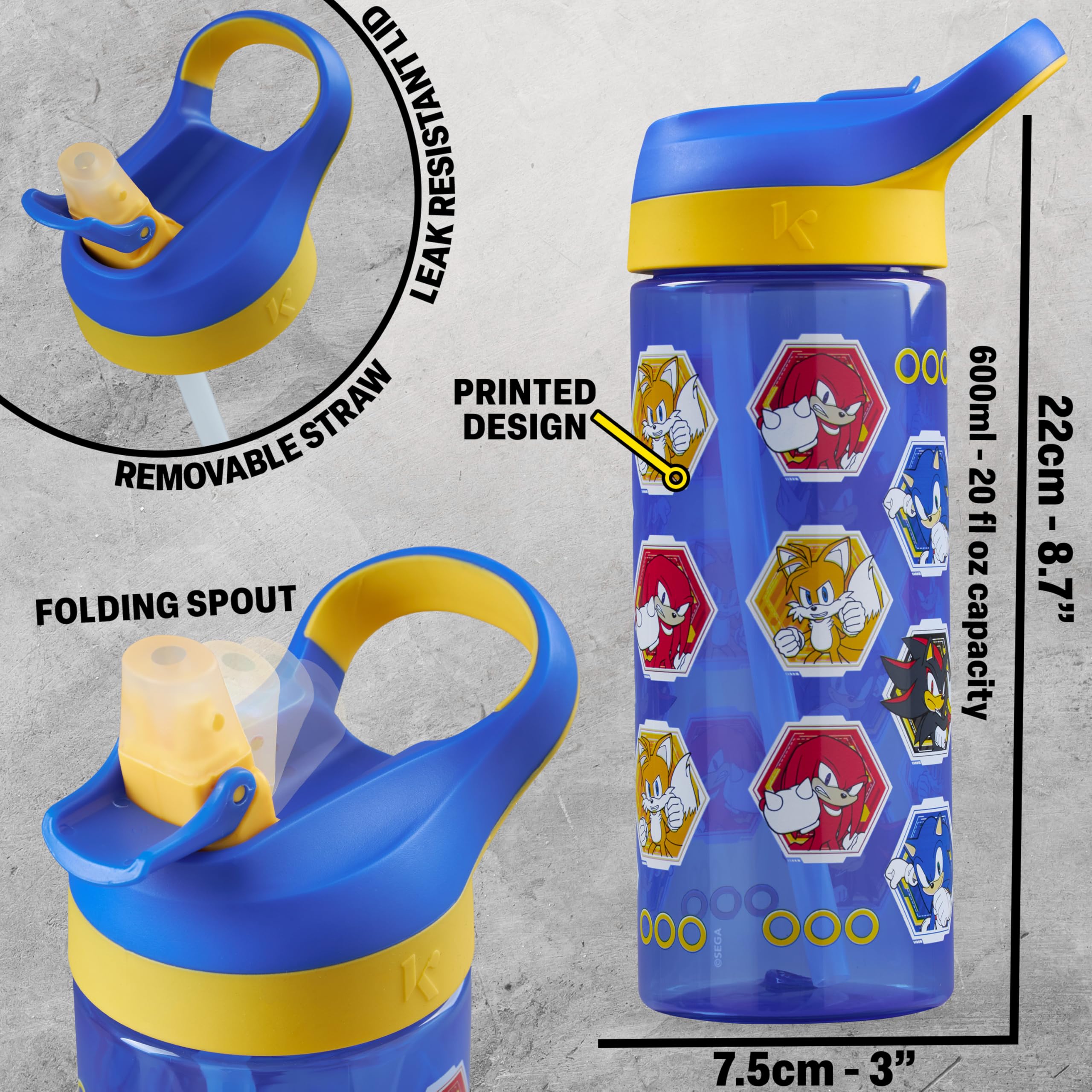 Get Trend SONIC THE HEDGEHOG Set Porta Pranzo Bambini, 3 Pezzi con Borsa Termica, Lunch Box, Borraccia Bambini, Porta Merenda Termico per Scuola e Tempo Libero, Idee Regalo Bambino (Blu/Multi Sonic)