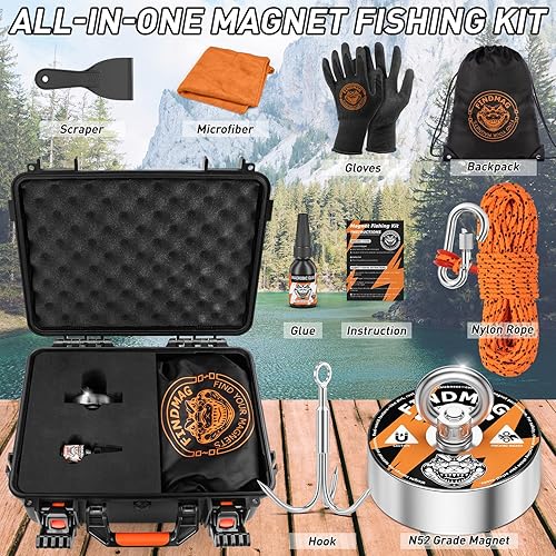 Miniatura 2 de FINDMAG Kit de imanes de tierras raras de alta resistencia, imanes de neodimio grandes con perno de ojo avellanado para pesca y elevación