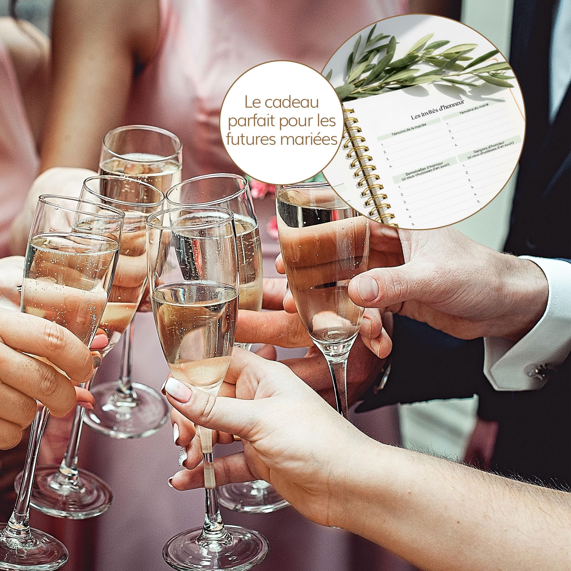 Organisateur de Mariage Français – Carnet Wedding Planner avec Checklist, Budget, Agenda & Calendrier Compte à Rebours | Livre de Mariage & Cadeau Future Mariée