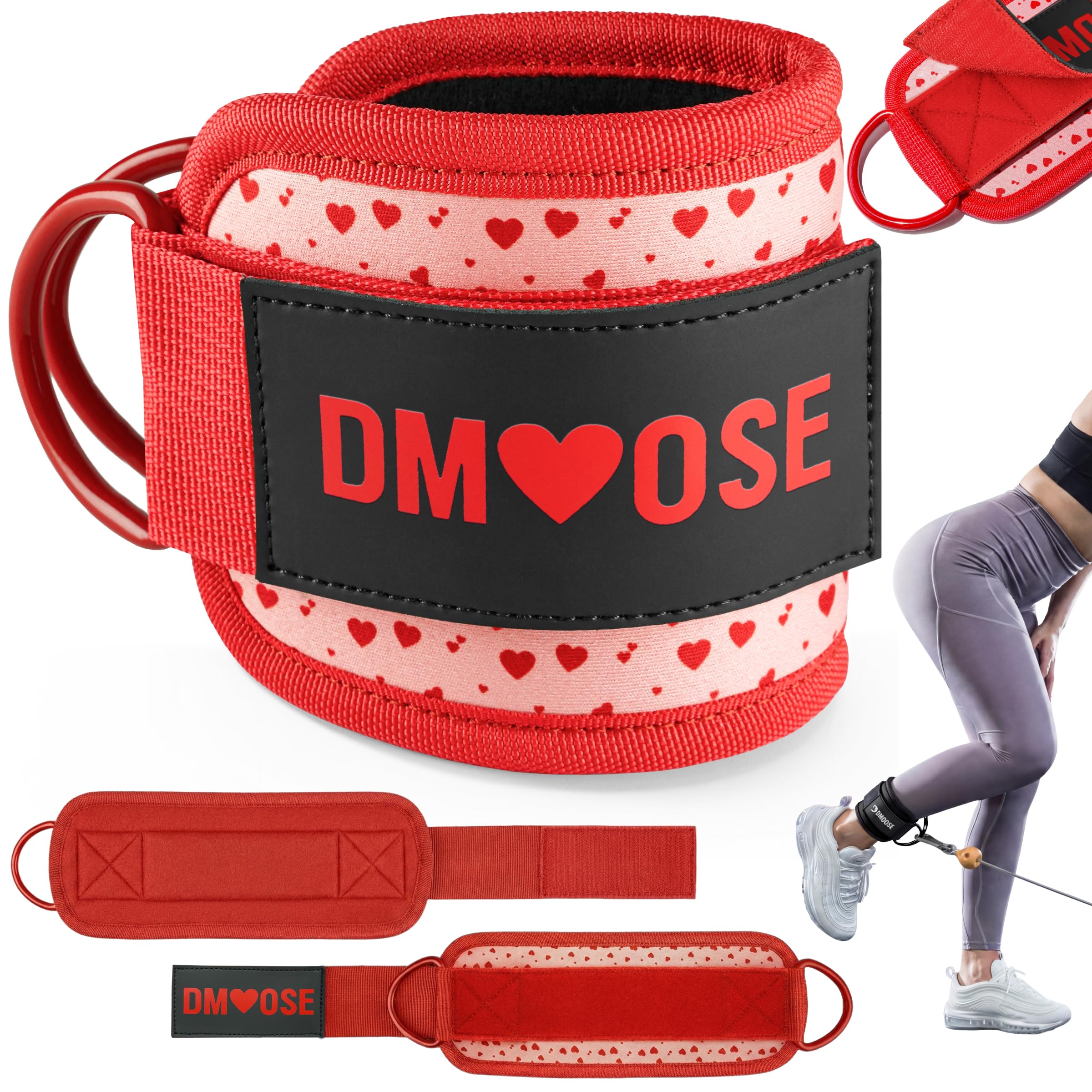 DMoose Ankle Strap for Cable Machine - One Size Fit with Premium Padding, Workout Kickback Ankle Cuffs, Ankle Bands for Working Out, Booty Workouts, Leg Extension, Hip Abductors &amp; Lower Body Exercises