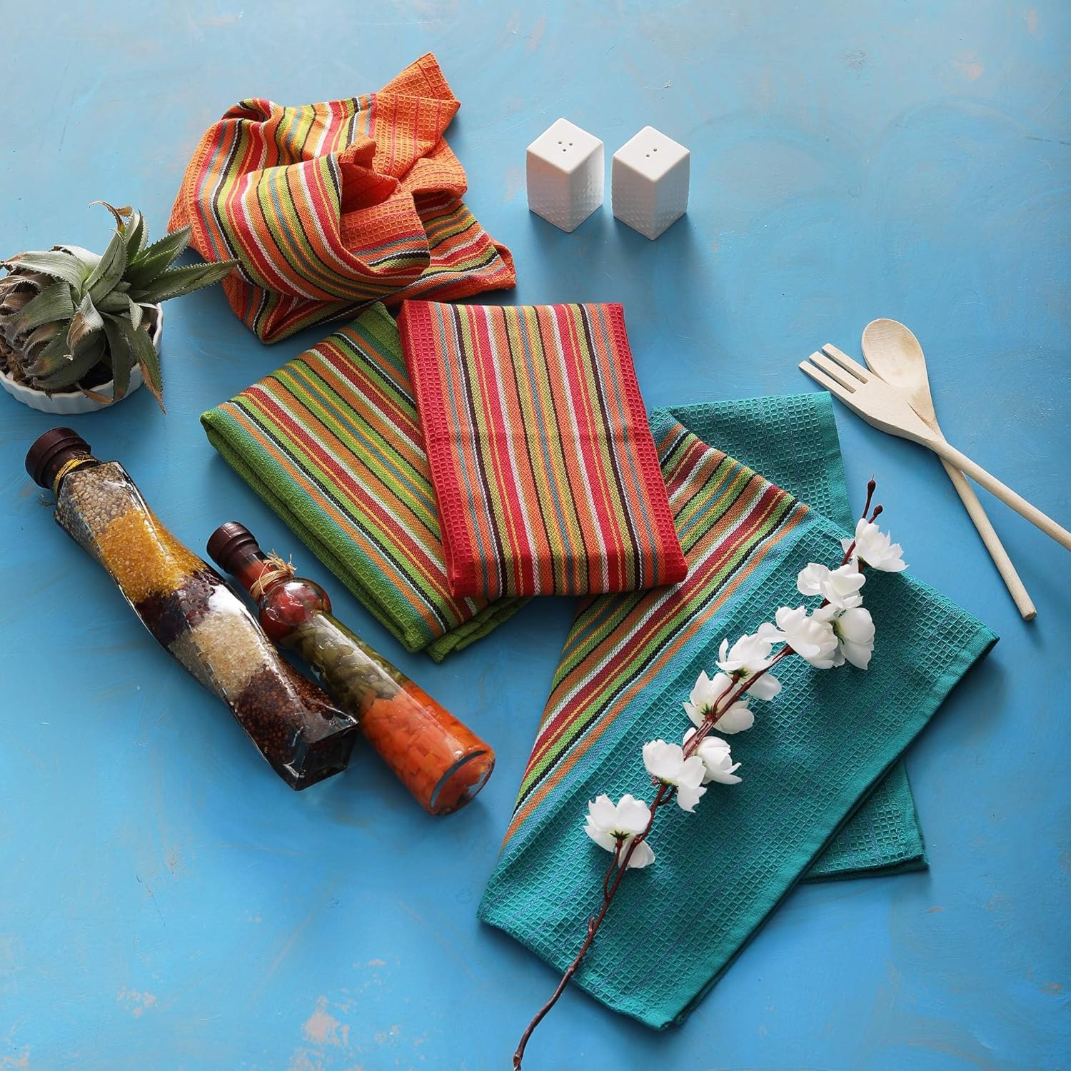 DG Collections 100% Cotton Salsa Kitchen Towels – 4 Pack, Super Absorbent Dish Towels, 16x28 Inch, Lint-Free, Durable Weave – Reusable Kitchen Cleaning Cloths for Home & Restaurants - Image 5