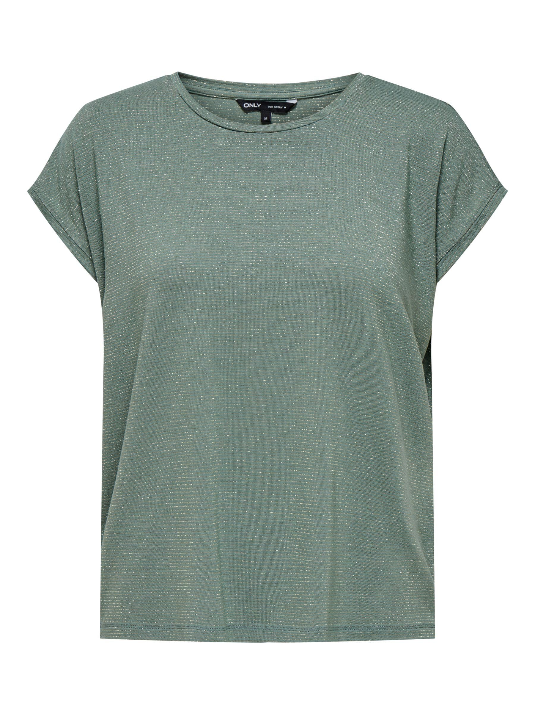 ONLY Women's Onlclaudia S/S Glitter Stripe Top JRS T-Shirt, Green, M