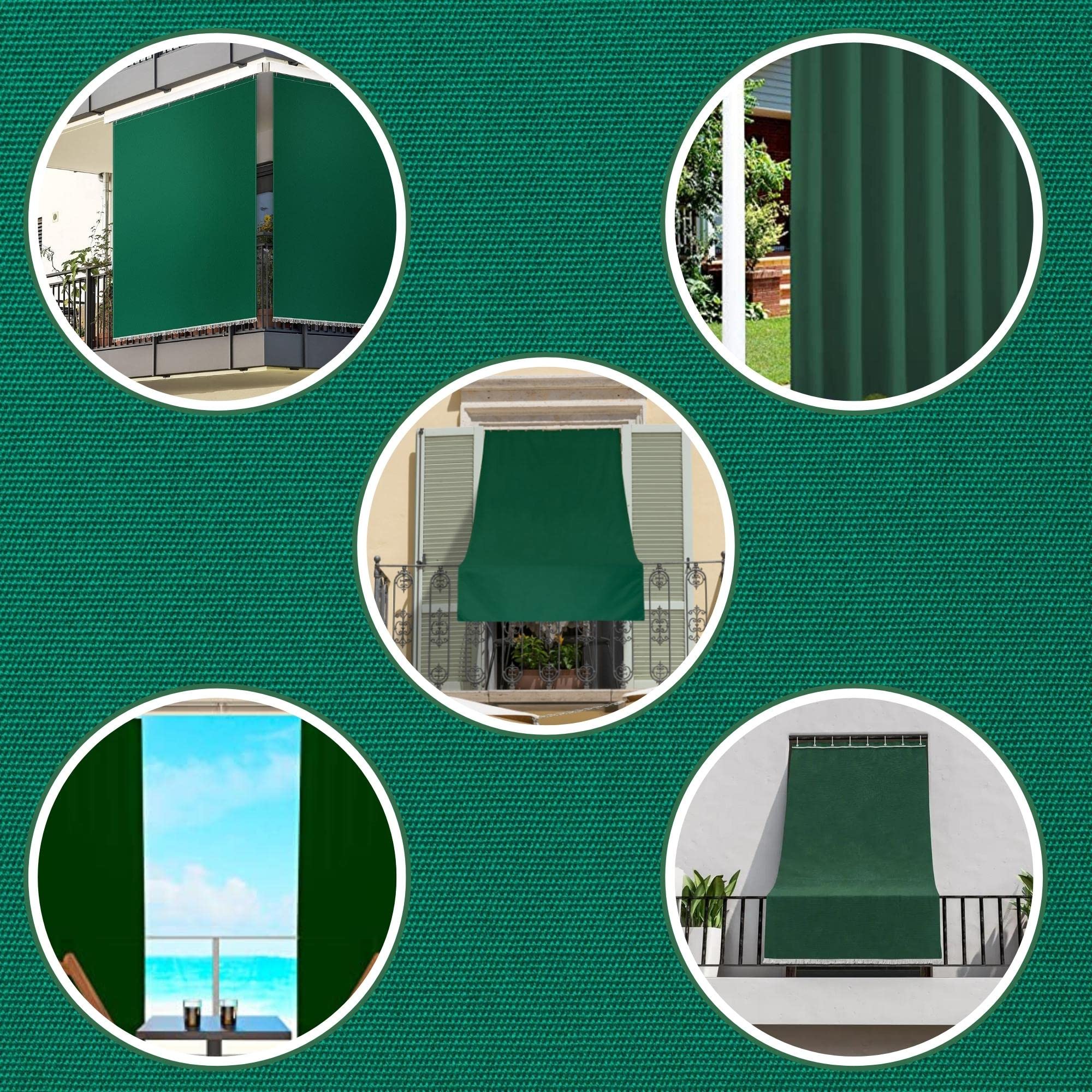 Tenda Da Sole Per Esterno - 145x250 Cm, Verde, Poliestere Idrorepellente, Con Anelli E Ganci - Foto 3