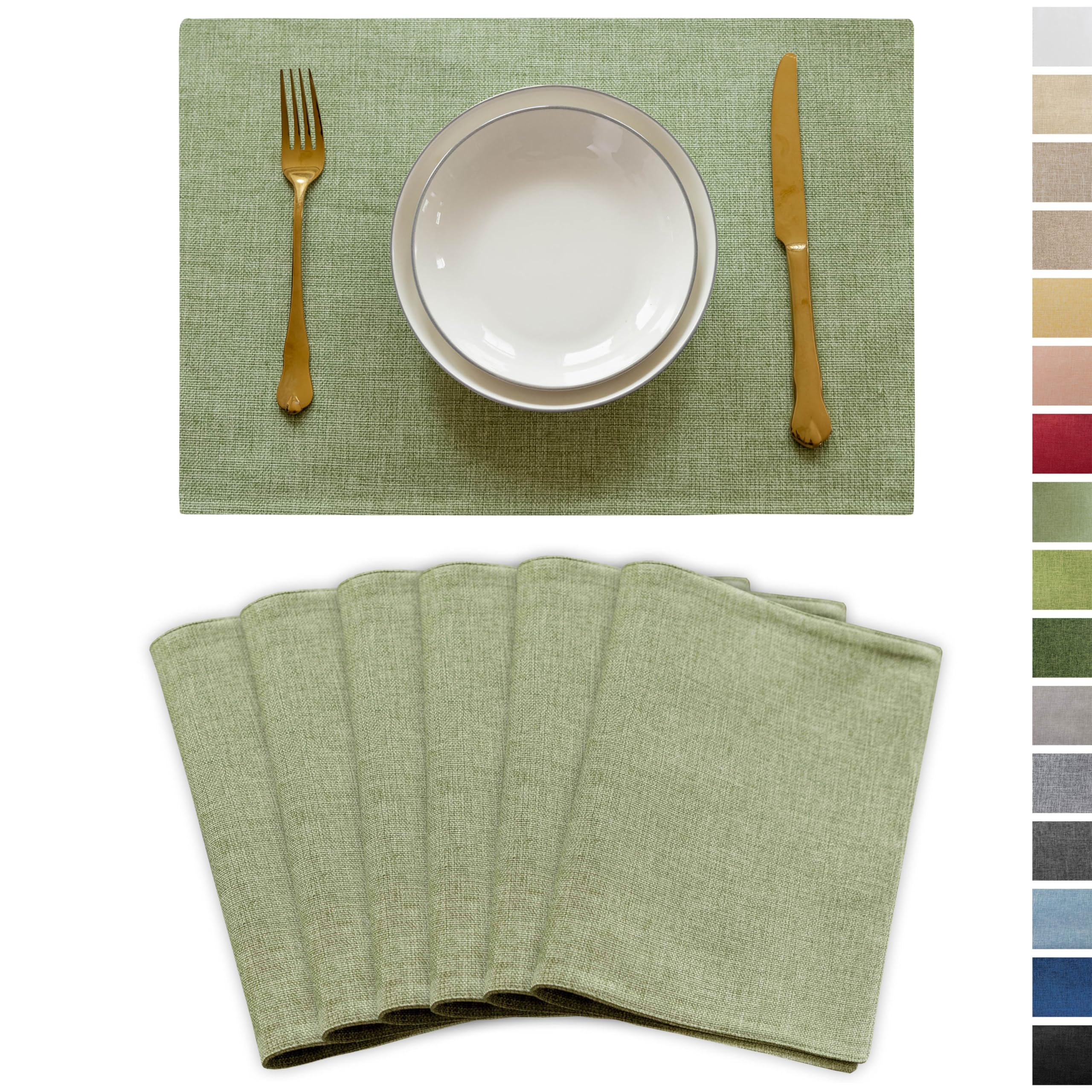 Amazon.com: Demetex Green Placemats Set of 6 Washable Place Mats Heat ...
