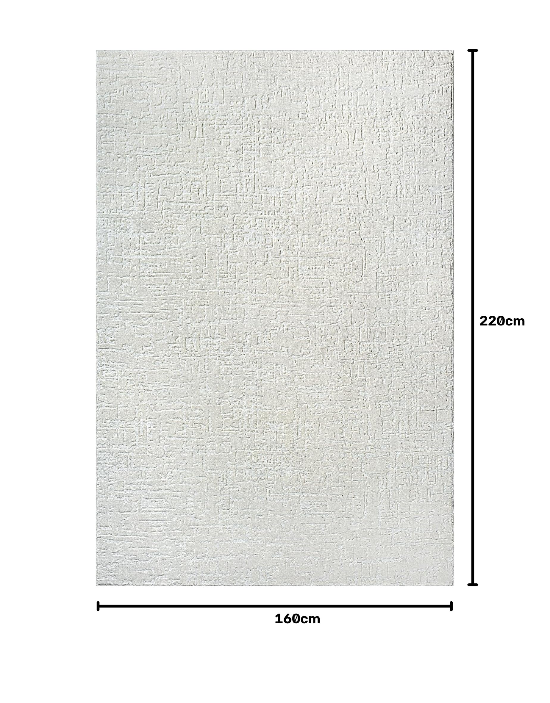 the carpet Rio - Moderner Kurzflor Teppich, weicher und pflegeleichter Anti-Rutsch-Teppich mit 3D-Optik, robust, für Wohnzimmer und Schlafzimmer, Creme, 160 x 220 cm