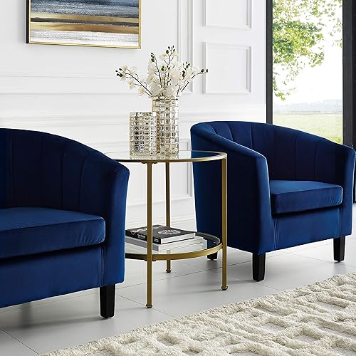 Miniatura 2 de Crosley Furniture Aimee - Mesa auxiliar pequeña con estante de almacenamiento para sala de estar, dorado y cristal