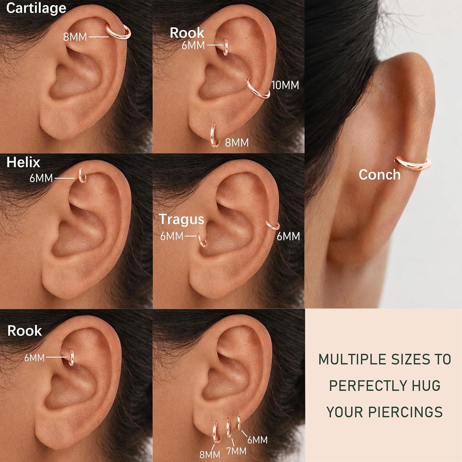 Small Gold Huggie Hoop Earrings Set for Women Men, Hypoallergenic 14K Gold Plated Hoop Earring Cartilage Earrings Stack Sets for Multiple Piercing Jewelry Cute Mini Tiny Lightweight Earrings for Sensitive Ears Everyday - Image 7