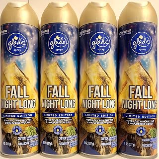 Glade Air Freshener Spray - Fall Night Long - Holiday Collection 2020 - Net Wt. 8 OZ (227 g) Per Can - Pack of 4 Cans