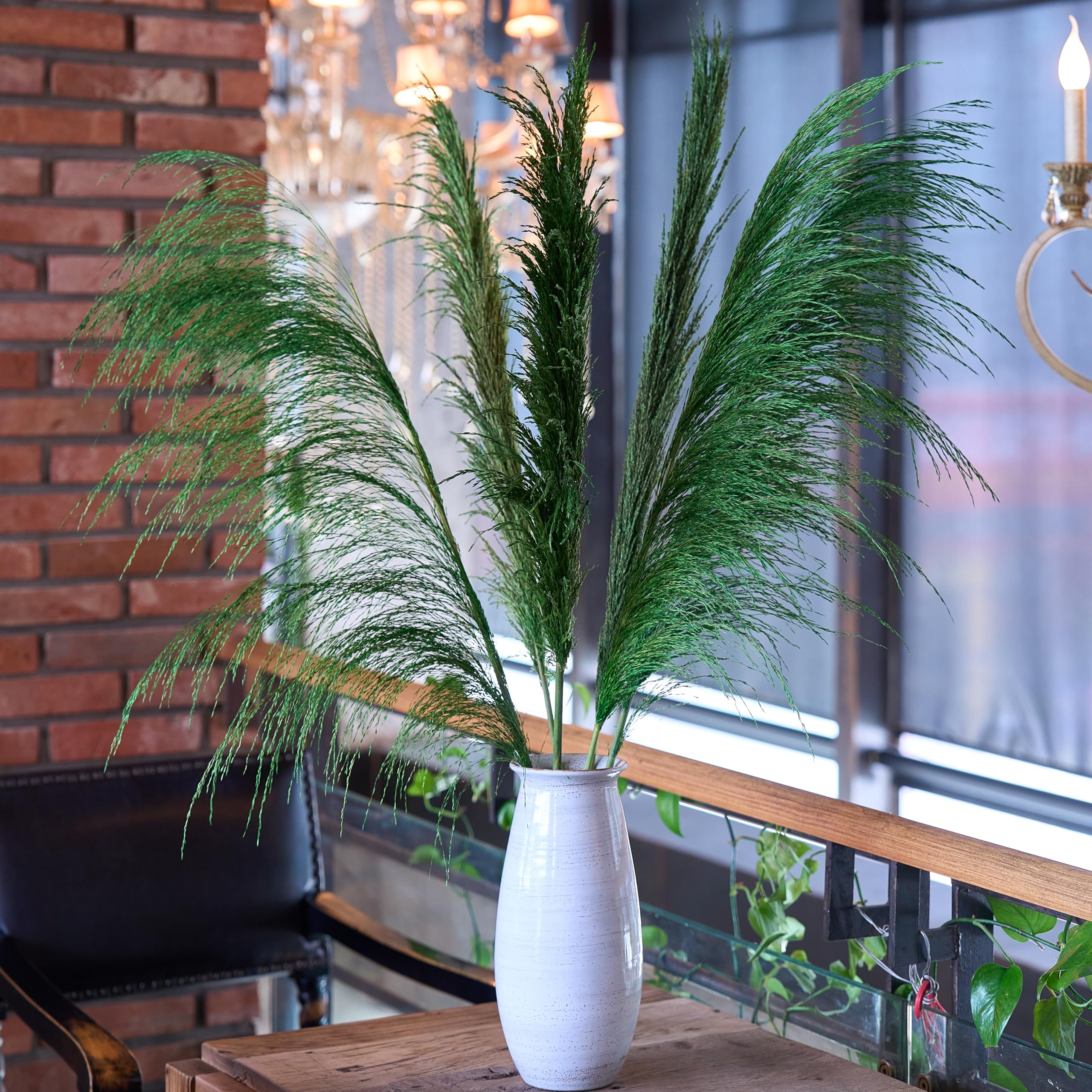 Lot de 8 Herbes de Pampa Vertes Séchées - 80 cm - Décoration Naturelle Salon - Plantes Séchées Parfumées - Style Bohème Chic - Intérieur Maison - Décoration Murale Élégante