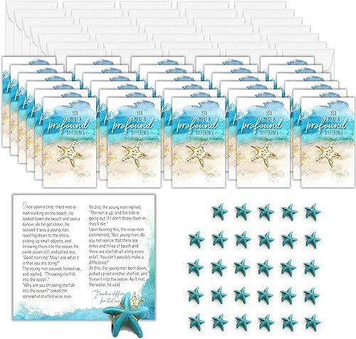 Miniatura 6 de Smiling Wisdom - 30 regalos a granel - Tarjetas de felicitación de agradecimiento de Starfish Story Turquesa - Personal de empleados maestros