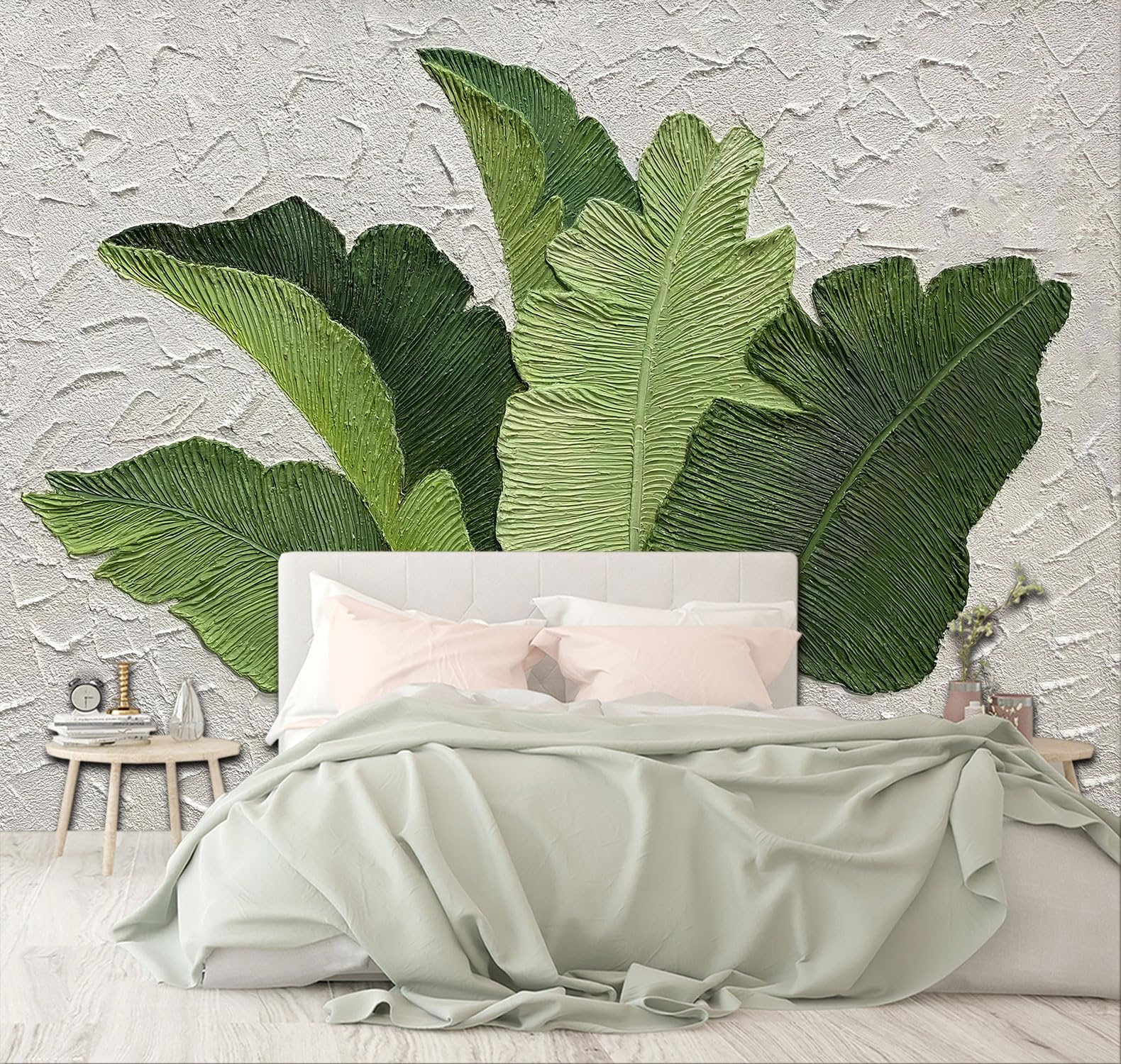XMPMBM-Tropical Banana Leaf backsplash Large Decorative Wallpaper Green Watercolor Leaf Bedroom Bathroom Wall Mural- W 132