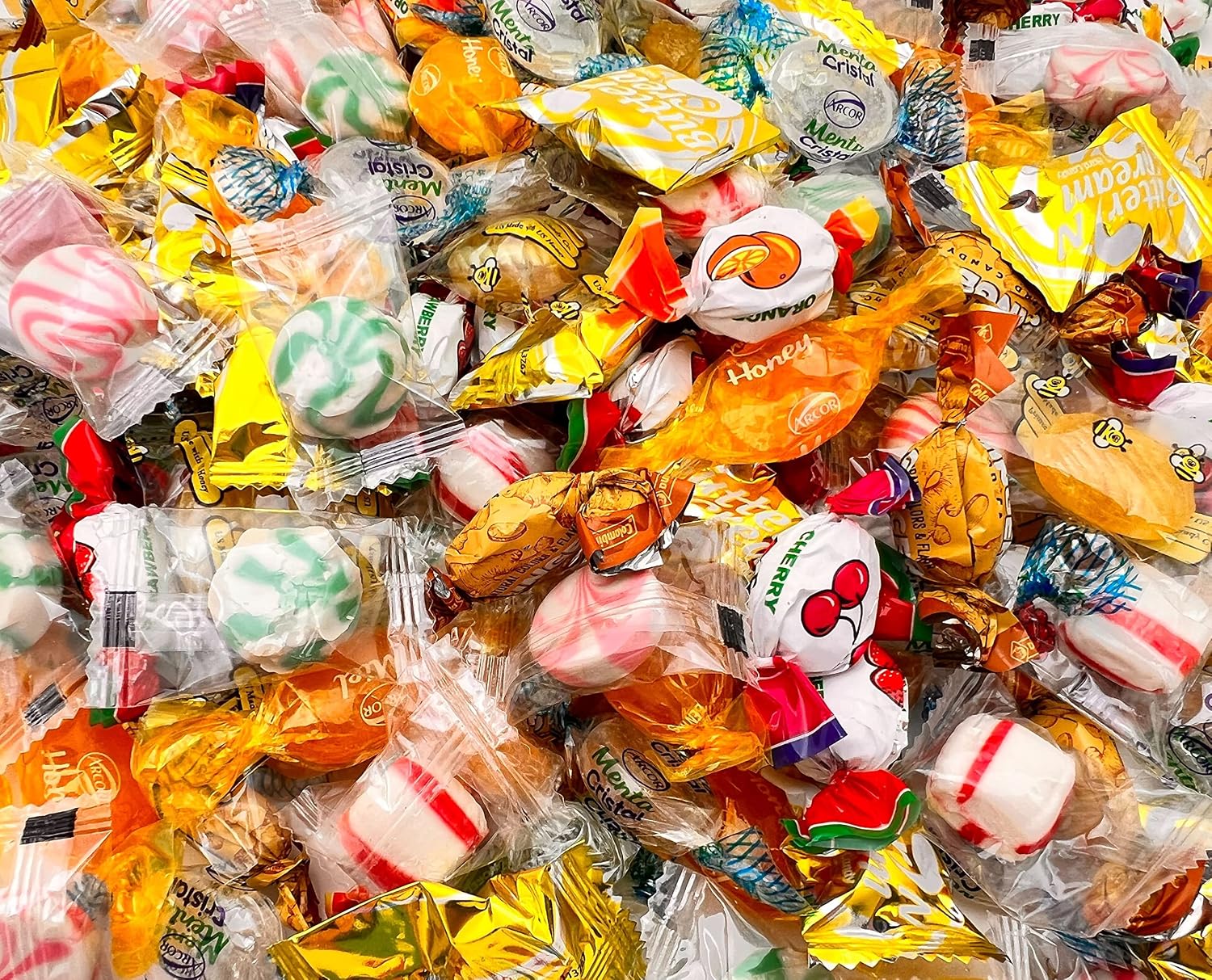 Old Fashioned Hard Candy Assortment Arcor, Butter 'n' Cream, Ginger, Fruit Filled, Butterscotch, Bulk Pack 3 Lbs