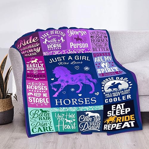 Manta de regalo de caballo para niños y niñas, bonita manta con patrón de caballo de dibujos animados, súper suave, ligera y cálida, 40 x 50 pulgadas