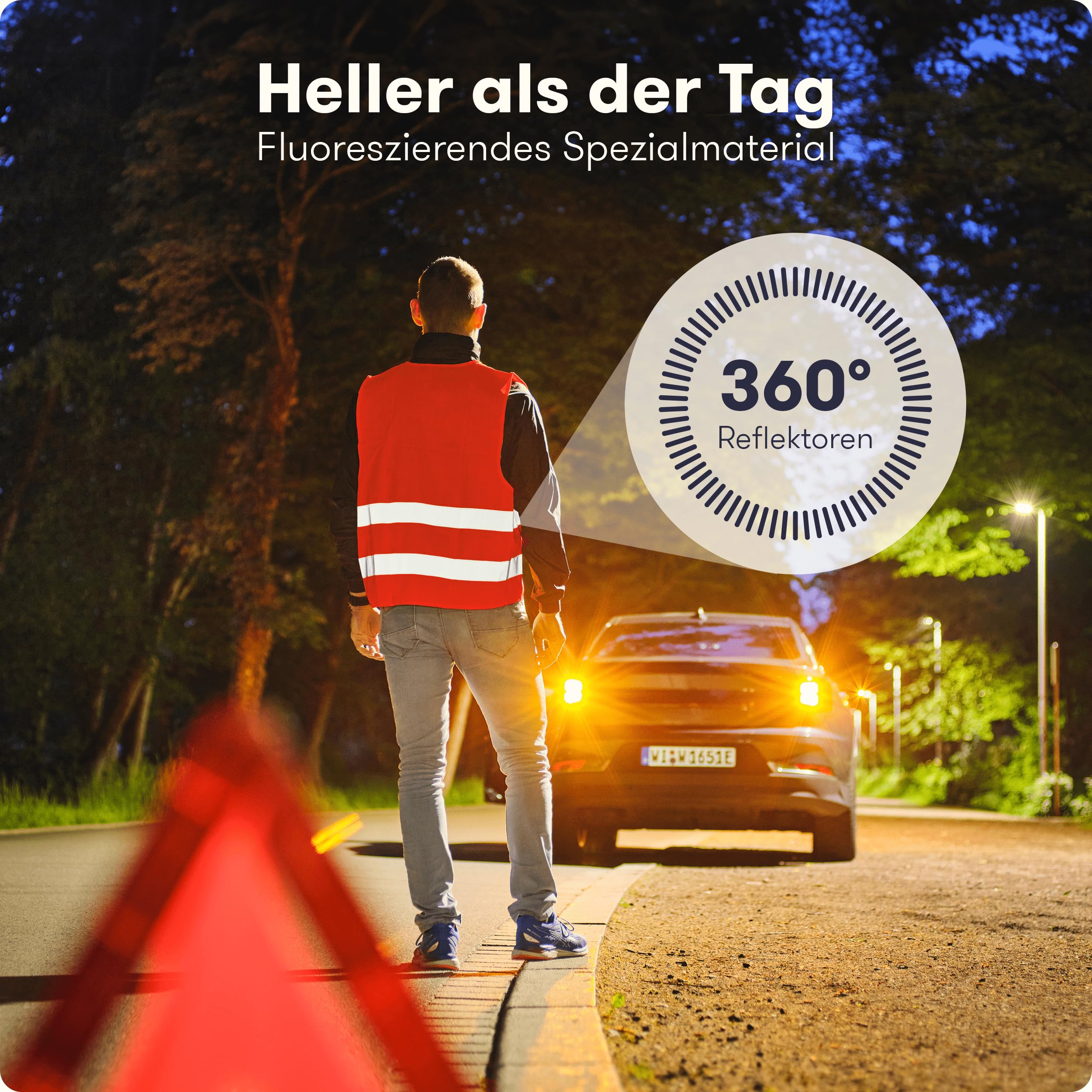PURAHELP Warnwesten 4er Set Europaweit gültig nach EN ISO 20471 - Reflektierende Warnweste - Sicherheitsweste Orange - Warnschutzweste - Sicherheitswesten für Erwachsene