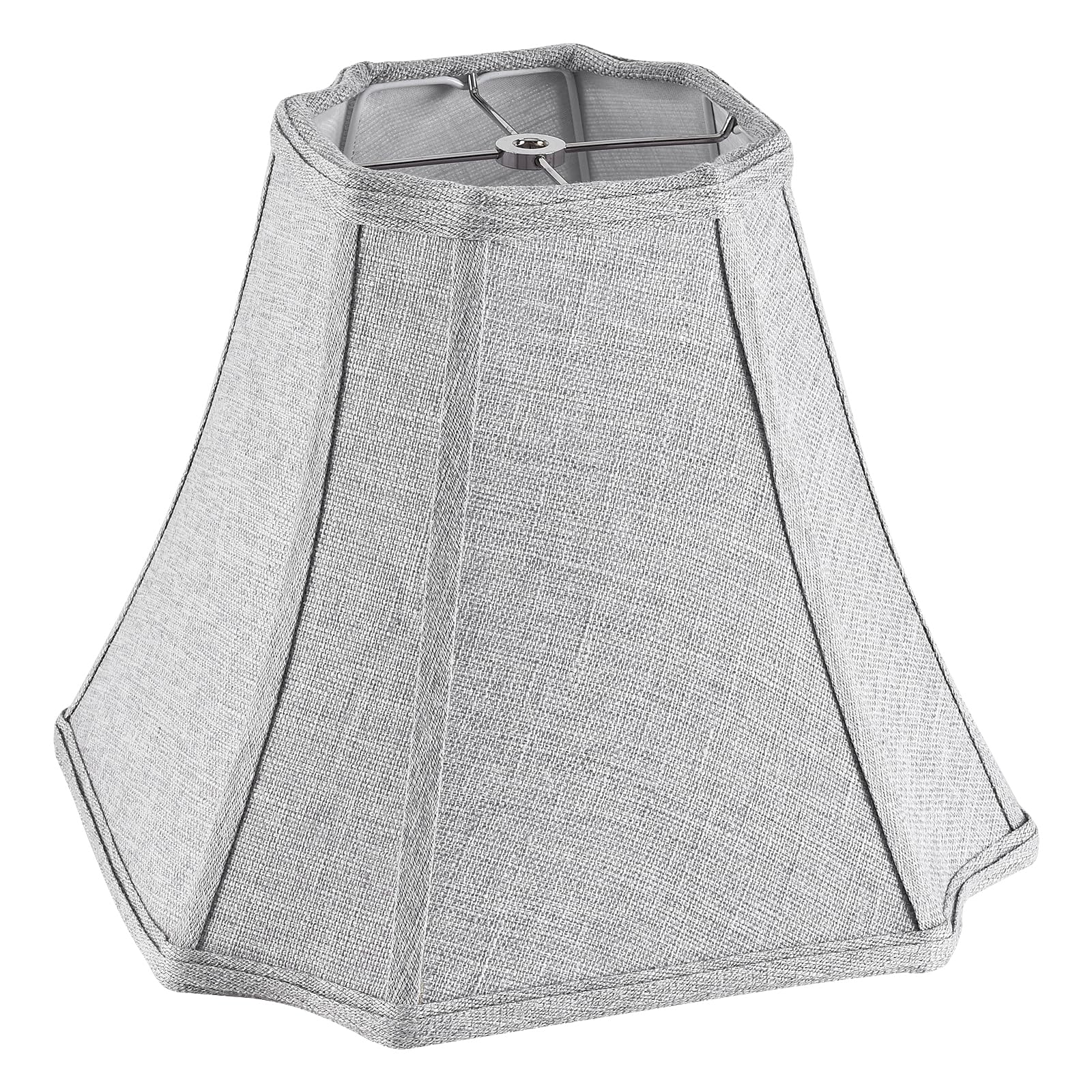 Grey Bell Lamp Shades Replacement for Table Lamps, Floor Lamps, 6.25×6.25``Top13×13``Bottom×11``Hight, Fabric Natural Linen Hand Crafted(Spider Fitter