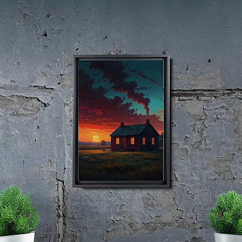 Miniatura 5 de Canvas Print Farmhouse On The Prairie Rustic Farmhouse Wall Art Framed Canvas Print Synthwave Rustic Mashup Art Watercolor print Canvas, Decor