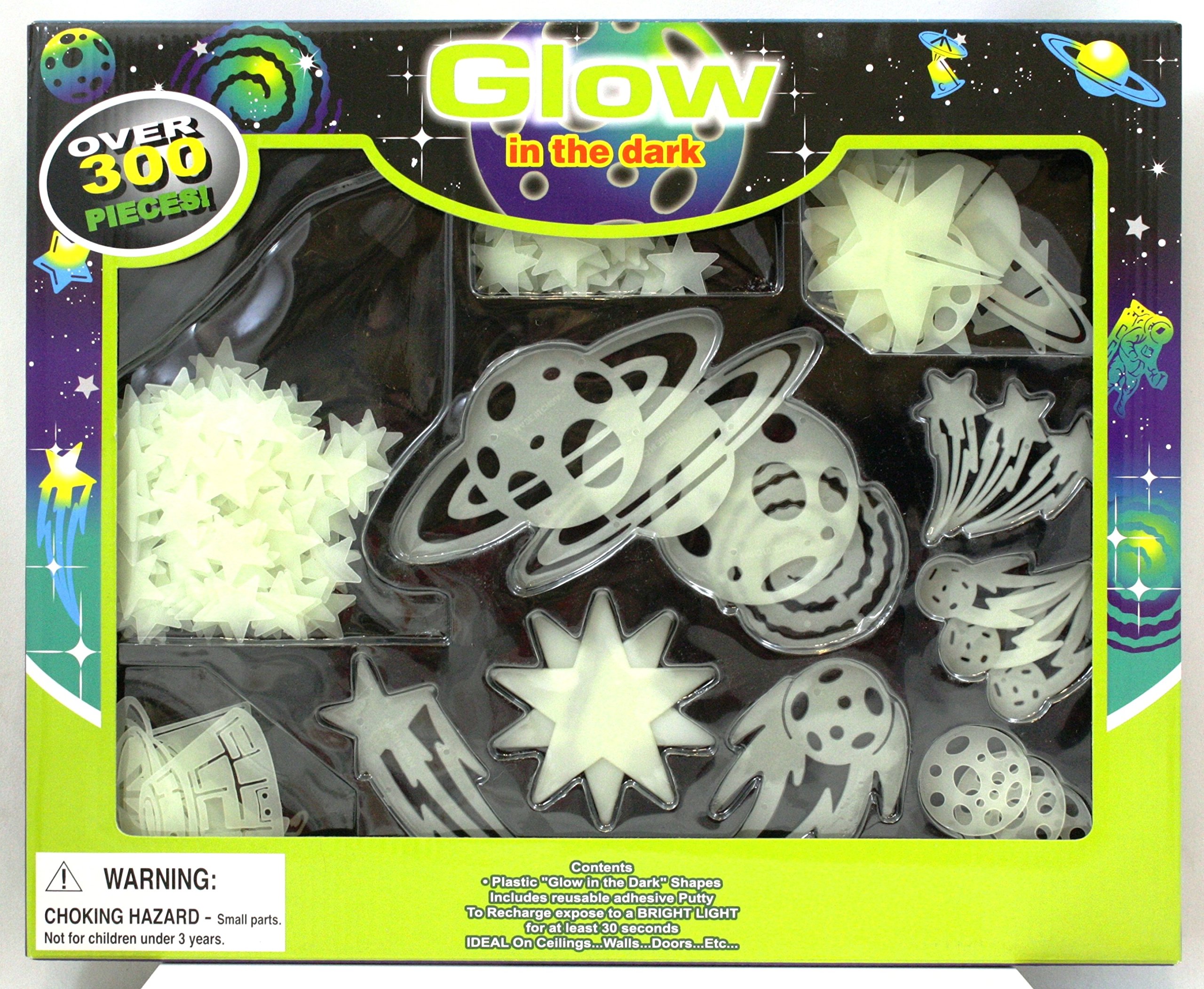 Glow in the Dark Planets, Stars and Space Wall Decals with Over 300 Pieces (Packaging May Vary)