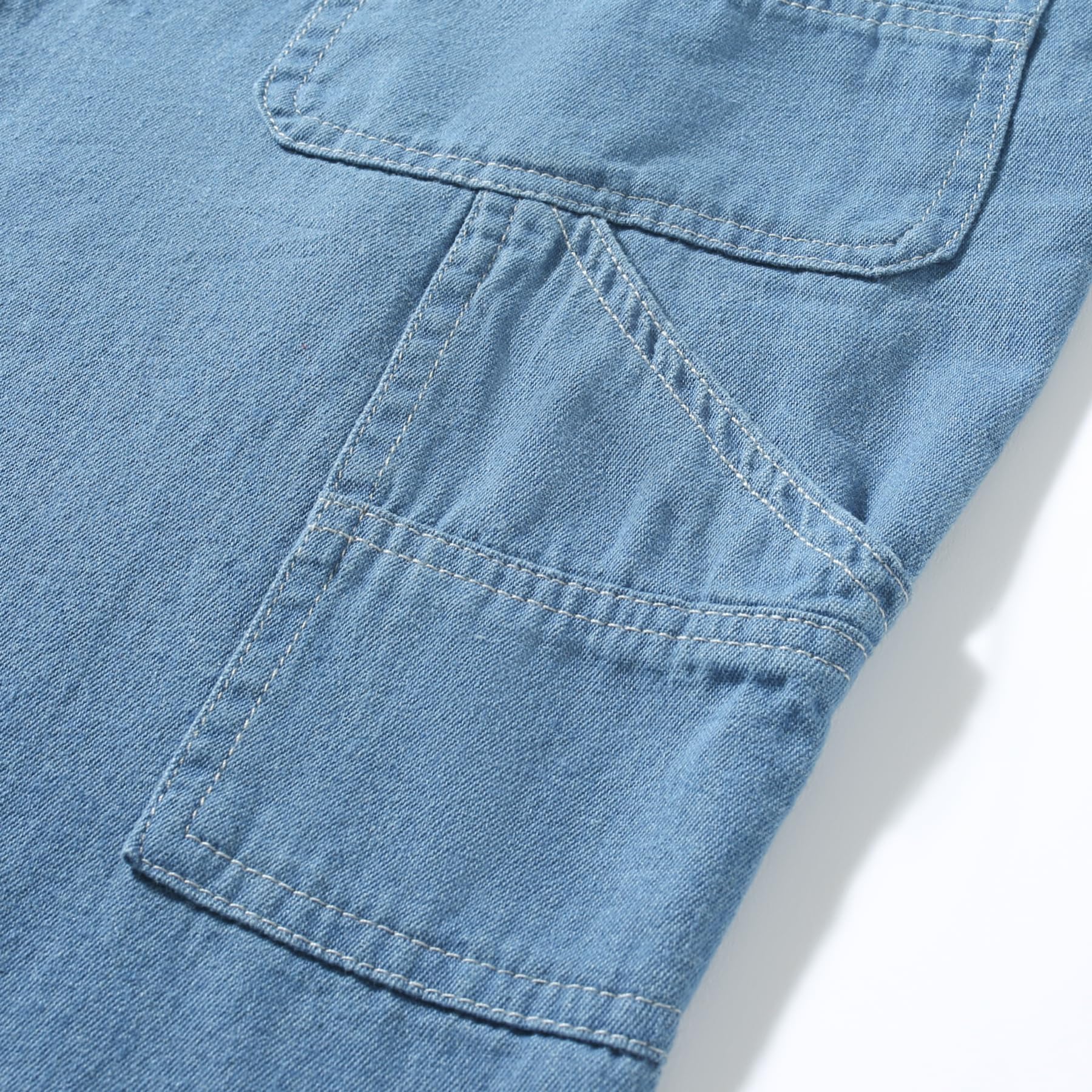 YOUTHUP Herren Latzhose Aus Blauem Denim Lässige Jeans Mit Geradem Schnitt Mehrere Taschen Arbeitskleidung