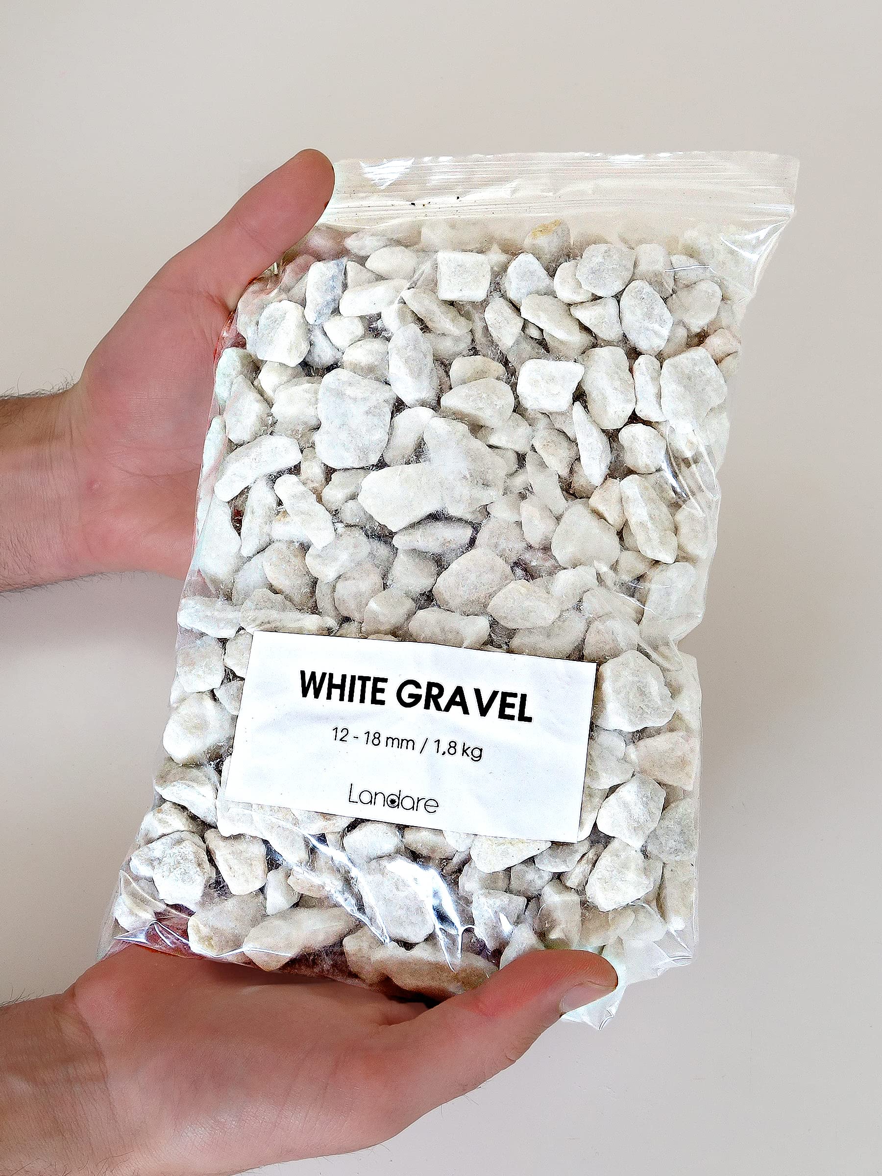 Ghiaia Bianco 1,8Kg - Ghiaia per Acquario - Sassolini Decorativi per Vasi - Sassi Decorativi per Vasi - Ghiaia per Vasi - Sassolini per Acquario - Ghiaia per Giardino (12-18 mm)