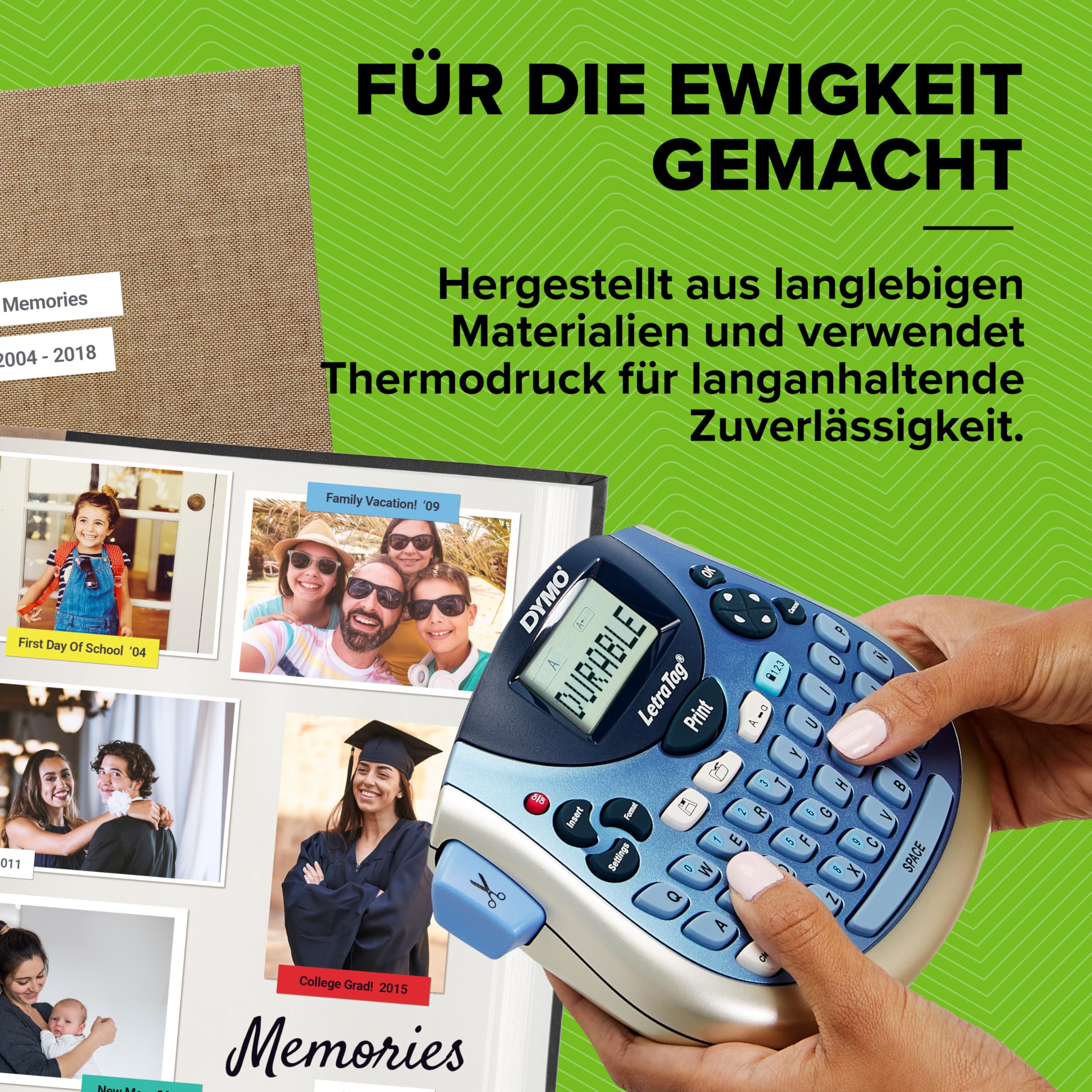 DYMO LetraTag LT-100T Beschriftungsgerät | Tragbares Etikettiergerät mit QWERTZ Tastatur | Silber | Ideal fürs Büro oder zu Hause