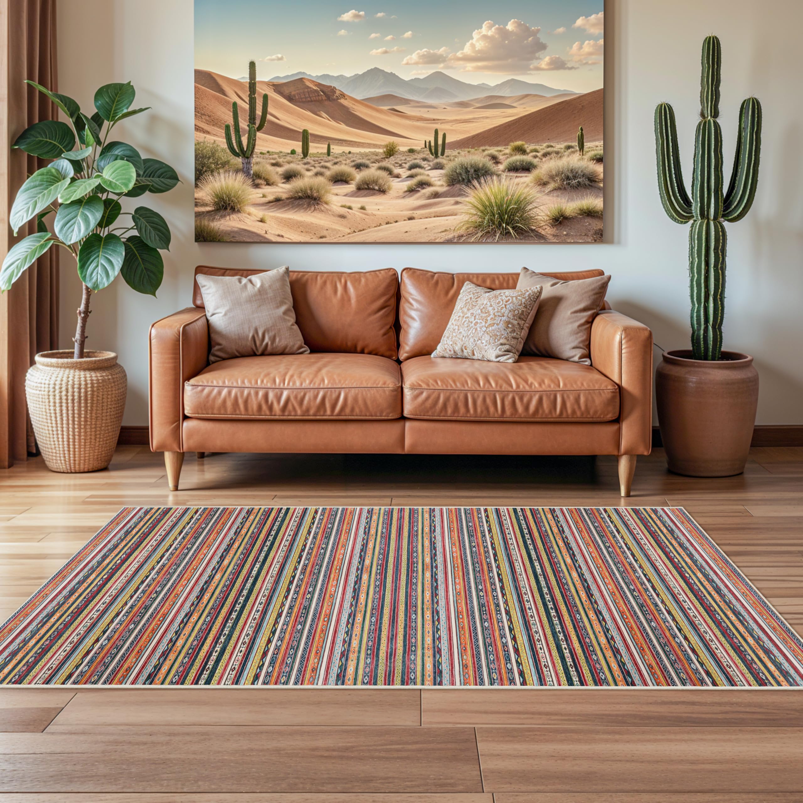 Casavani Cotton Runner Rugs For Farmhouse Hallway And Stair, Blue Hand Block Printed Dhurrie 4x10 Feet