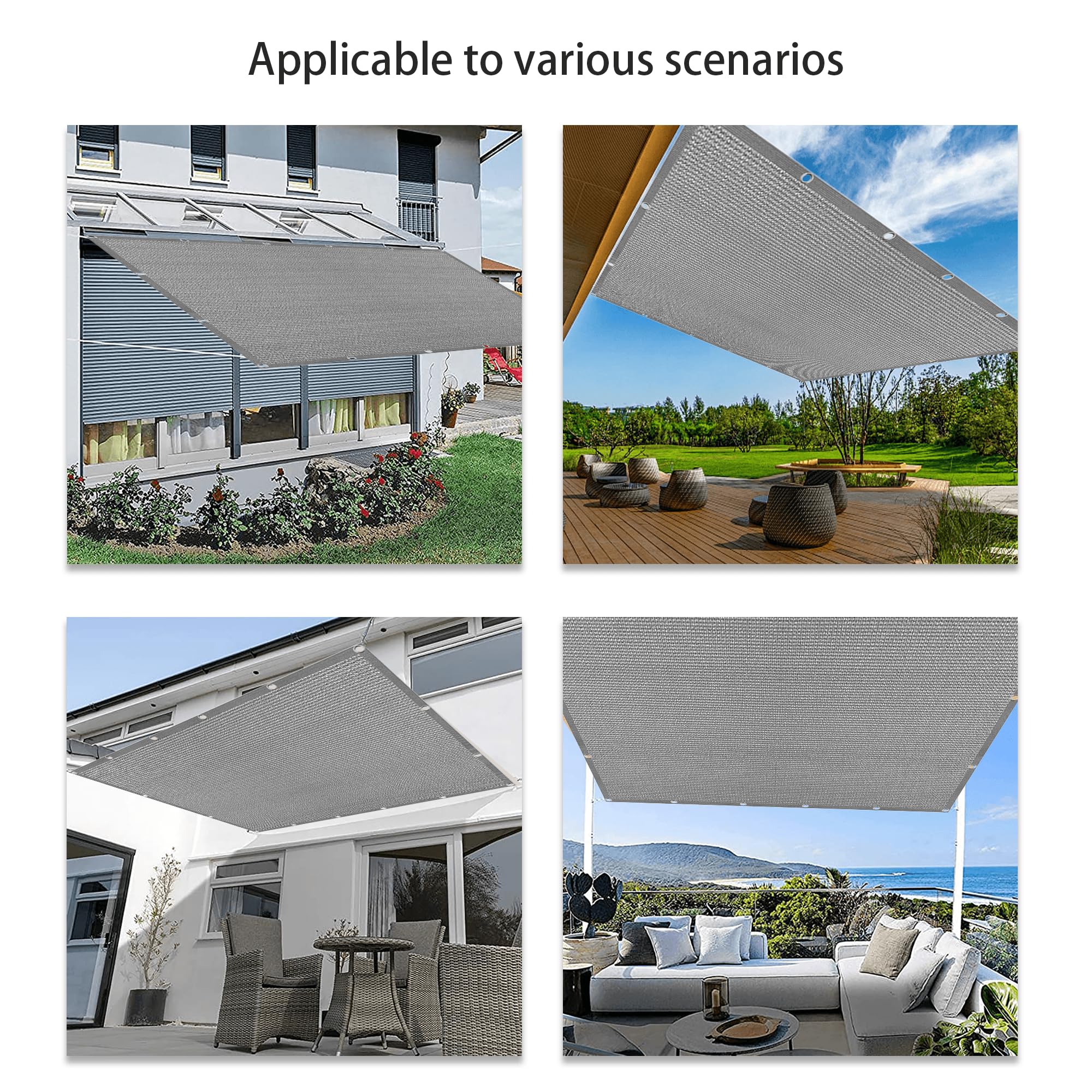 Filet d'ombrage 2 x 2.5 m Respirant Voile d'ombrage pour Terrasse Plusieurs Tailles pour Couverture Végétale Serre Jardin Pergola Patio Lawn Pet House, Gris Clair