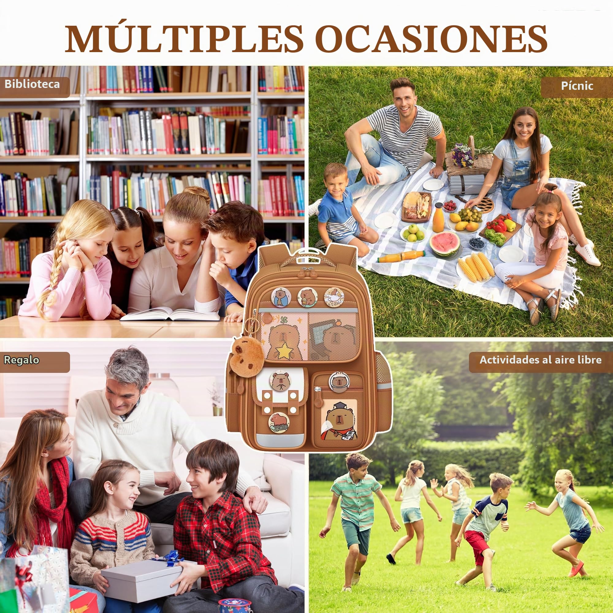 Mochila Capibara Niña, Mochilas Adorable de Dibujos Animados Kawaii para Niñas y Niños, Nuevo Semestre para Escuela