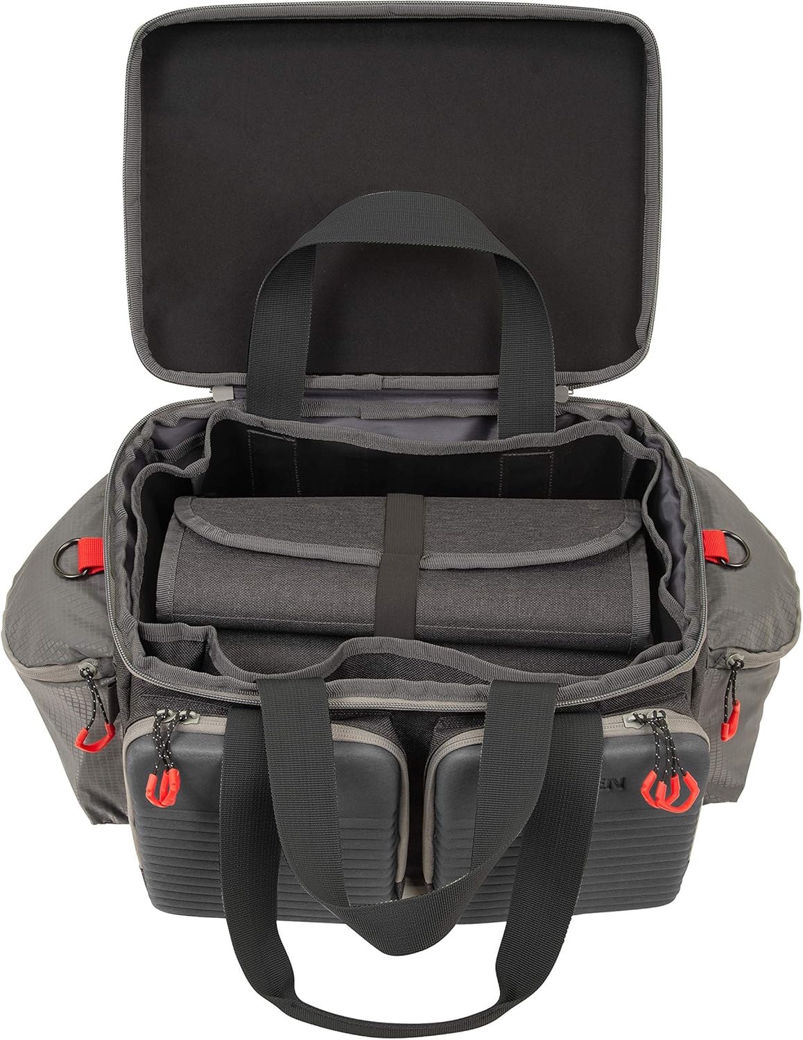 Allen Company Competitor Gun Range Bag - Premium Molded Design - Lockable - Included Internal Tote, Choke Tube Loops, and Fold-Up Gun Mat - 16.6" L x 9" W x 11.8" H - Gray