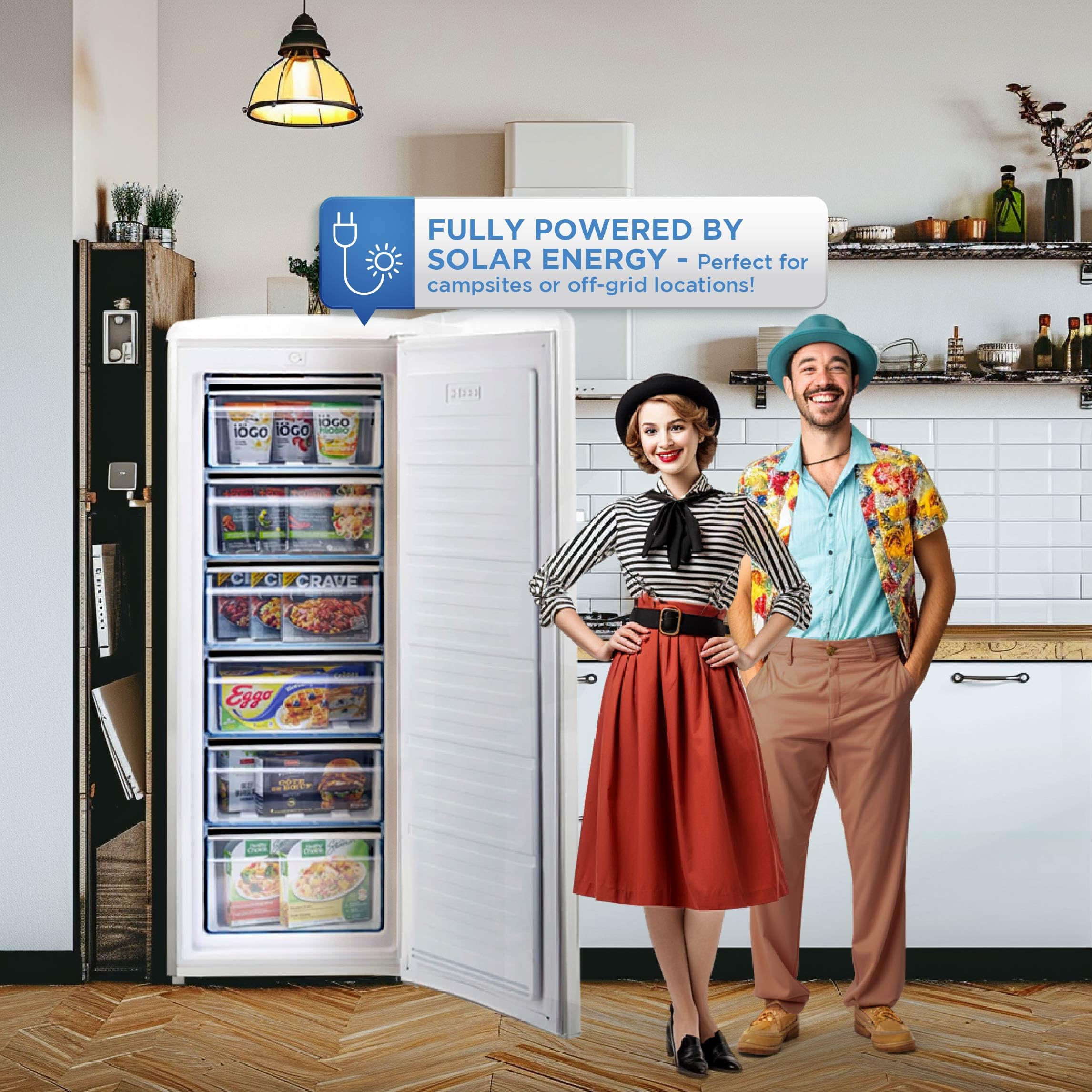 Unique Appliances Off-Grid Classic Retro Solar Powered Dc Upright Freezer, 6 Cu./Ft., Marshmallow White on Fridge.com - View 6