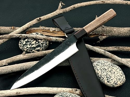 Miniatura 3 de Cuchillo de cocina Cuchillo de cocina 80crV2 Hoja de acero Nogal y mango de madera de olivo Hoja afilada Hoja de cuero Funda BW-4162