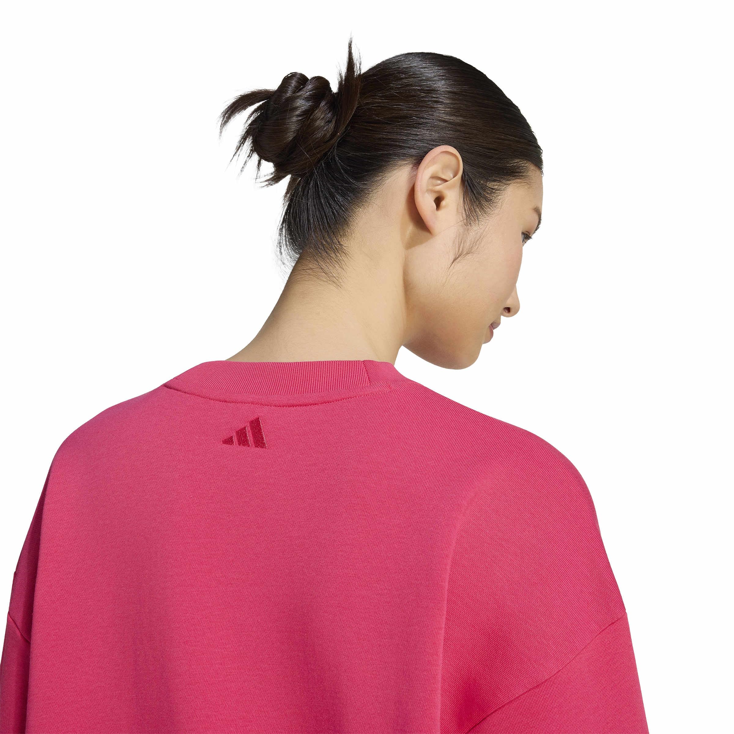 adidas Kobiety Seasonal Essentials Satin V-Neck Sweatshirt, power pink, S