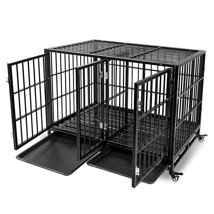 Buy rehomerance 43" Stackable Dog Crate with Divider Panel for Large Dogs, Heavy Duty Pet Cage