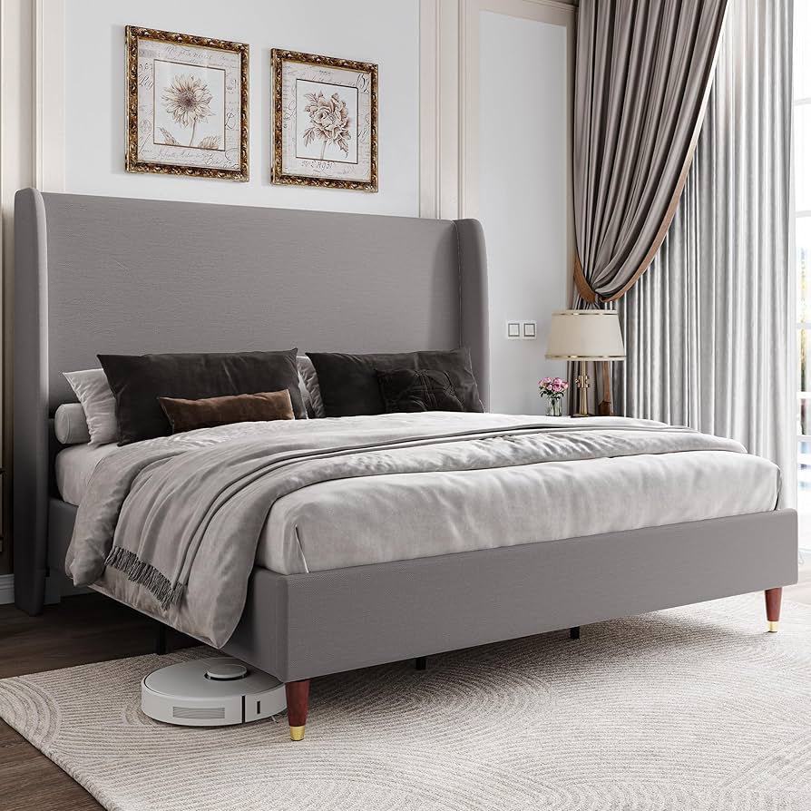 yorkoanagoページ Amazon.com: CIKUNASI Upholstered King Size Bed with
